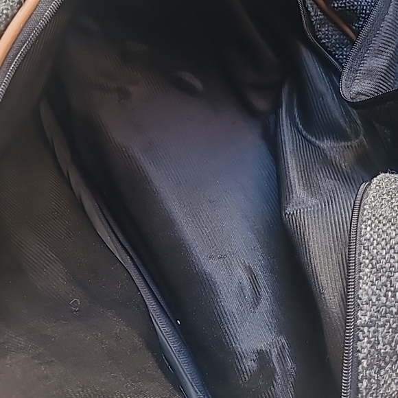 Cambridge Vintage Gray Tweed and Leather Carry-On Satchel Weekender Bag - Picture 11 of 11